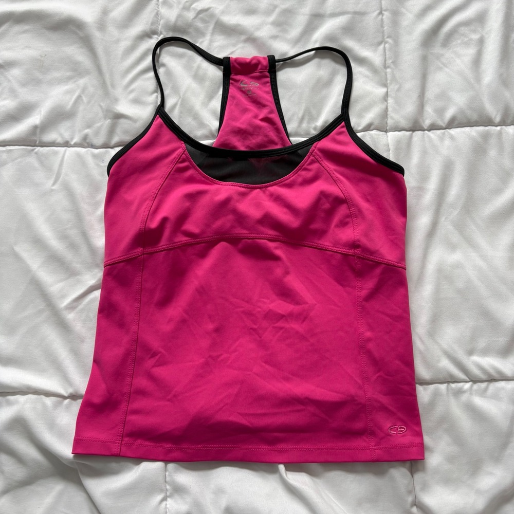 Champion Pink Racerback Active Tank Top Built-in Bra Medium 90s Y2K Running